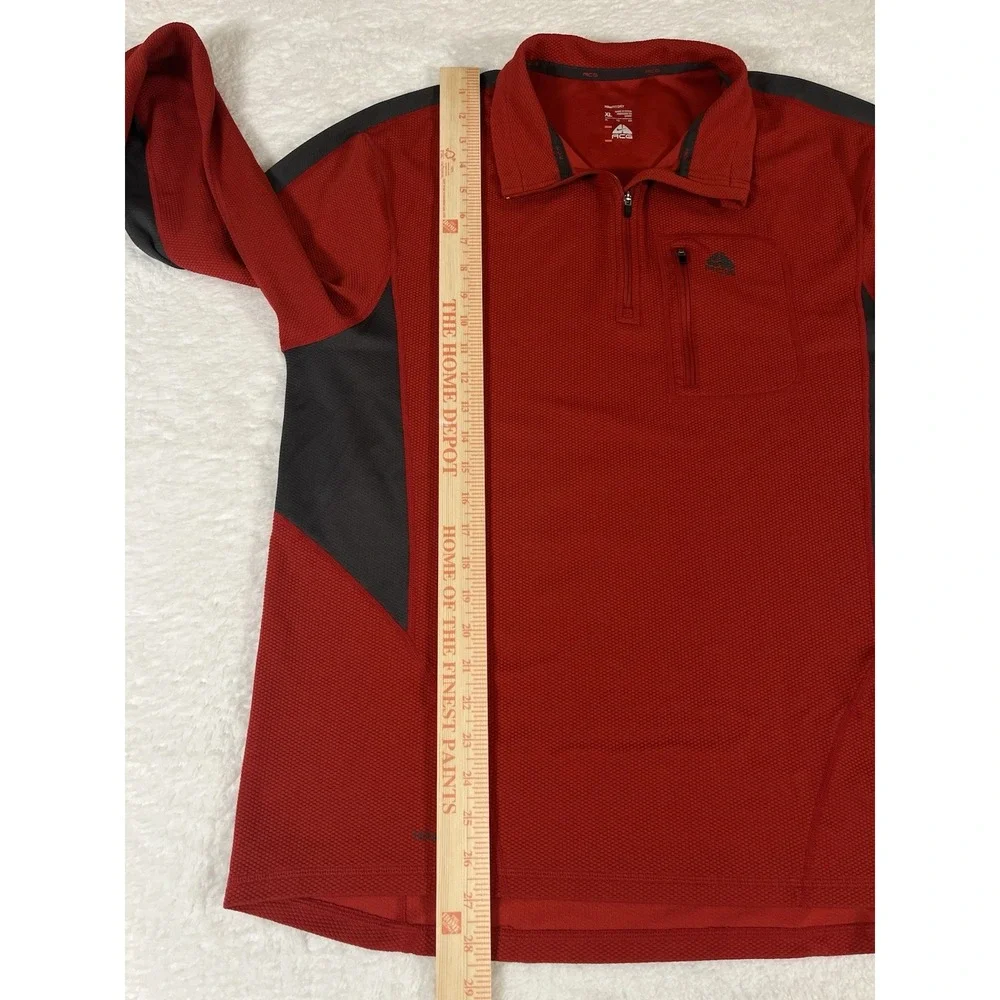 Nike‎ ACG Red Gray Colorblock Waffle Knit Quarter Zip Pullover Shirt Men's XL